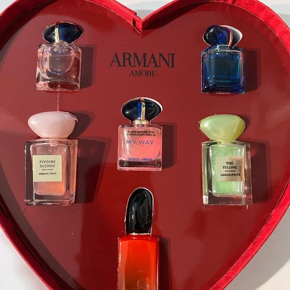 Giorgio Armani Heart-Shaped Perfume Collection with Red Gift Bag - Picture 2 of 2